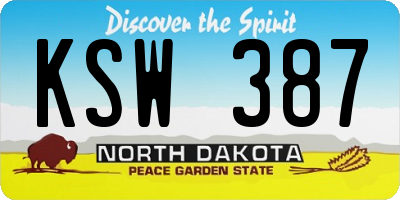 ND license plate KSW387
