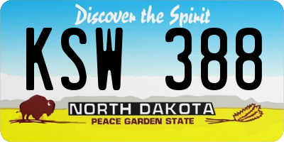 ND license plate KSW388
