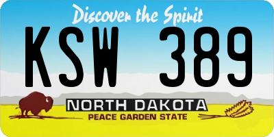 ND license plate KSW389