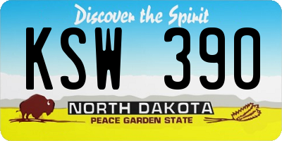 ND license plate KSW390
