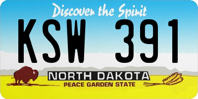 ND license plate KSW391