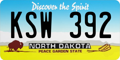 ND license plate KSW392