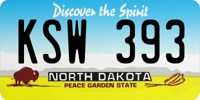 ND license plate KSW393