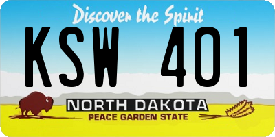 ND license plate KSW401