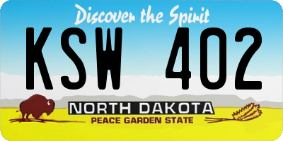 ND license plate KSW402