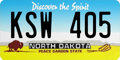 ND license plate KSW405