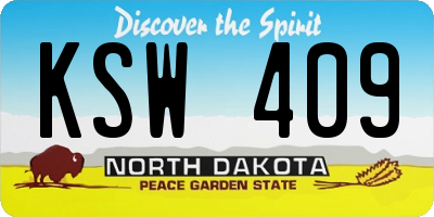 ND license plate KSW409