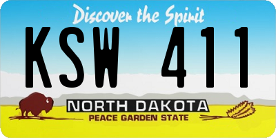 ND license plate KSW411