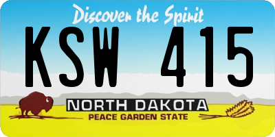 ND license plate KSW415