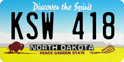 ND license plate KSW418