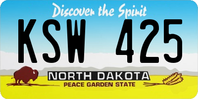 ND license plate KSW425