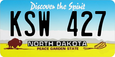 ND license plate KSW427