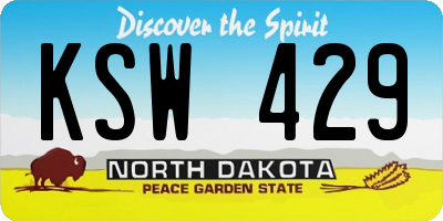 ND license plate KSW429