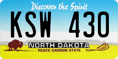 ND license plate KSW430