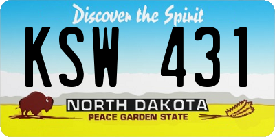 ND license plate KSW431