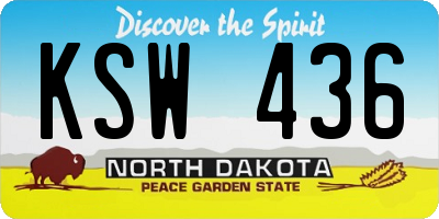 ND license plate KSW436