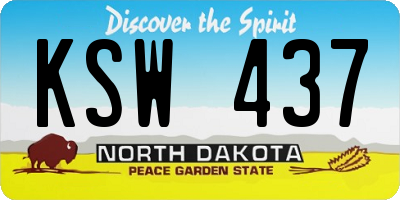 ND license plate KSW437