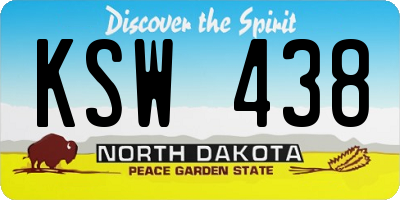 ND license plate KSW438