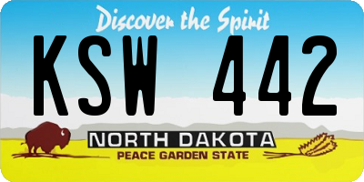 ND license plate KSW442