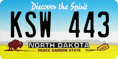 ND license plate KSW443