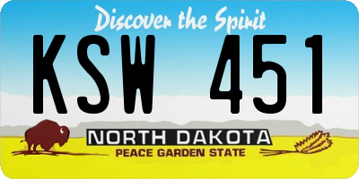 ND license plate KSW451