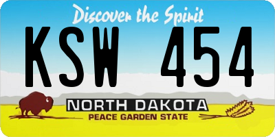 ND license plate KSW454