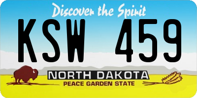 ND license plate KSW459