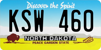 ND license plate KSW460