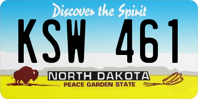 ND license plate KSW461
