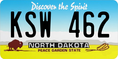 ND license plate KSW462