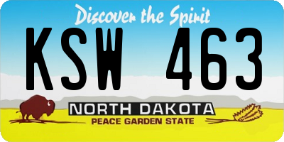ND license plate KSW463