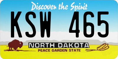 ND license plate KSW465