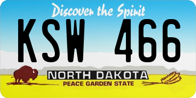 ND license plate KSW466