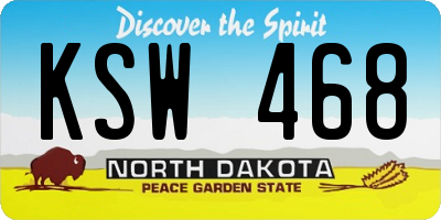 ND license plate KSW468