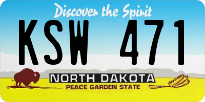 ND license plate KSW471