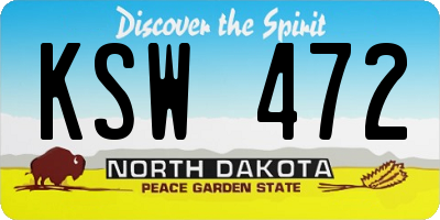 ND license plate KSW472