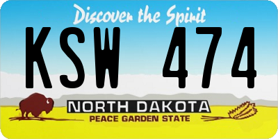ND license plate KSW474