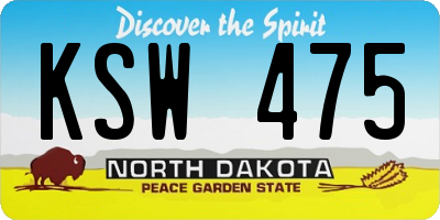 ND license plate KSW475