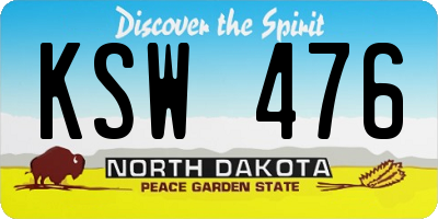 ND license plate KSW476