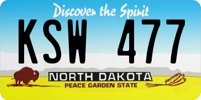 ND license plate KSW477