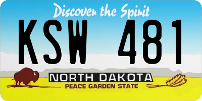 ND license plate KSW481