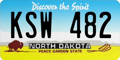 ND license plate KSW482