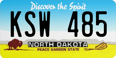 ND license plate KSW485