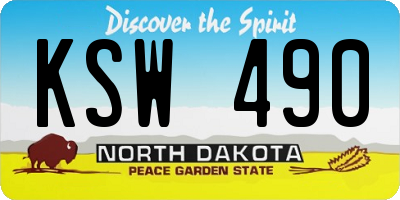 ND license plate KSW490