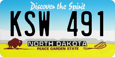 ND license plate KSW491