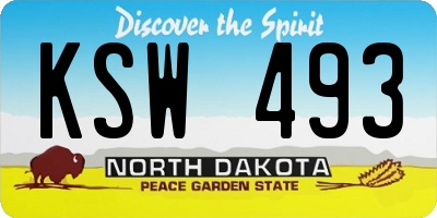 ND license plate KSW493