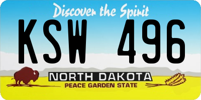ND license plate KSW496
