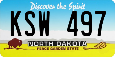 ND license plate KSW497