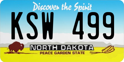 ND license plate KSW499