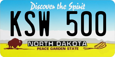 ND license plate KSW500